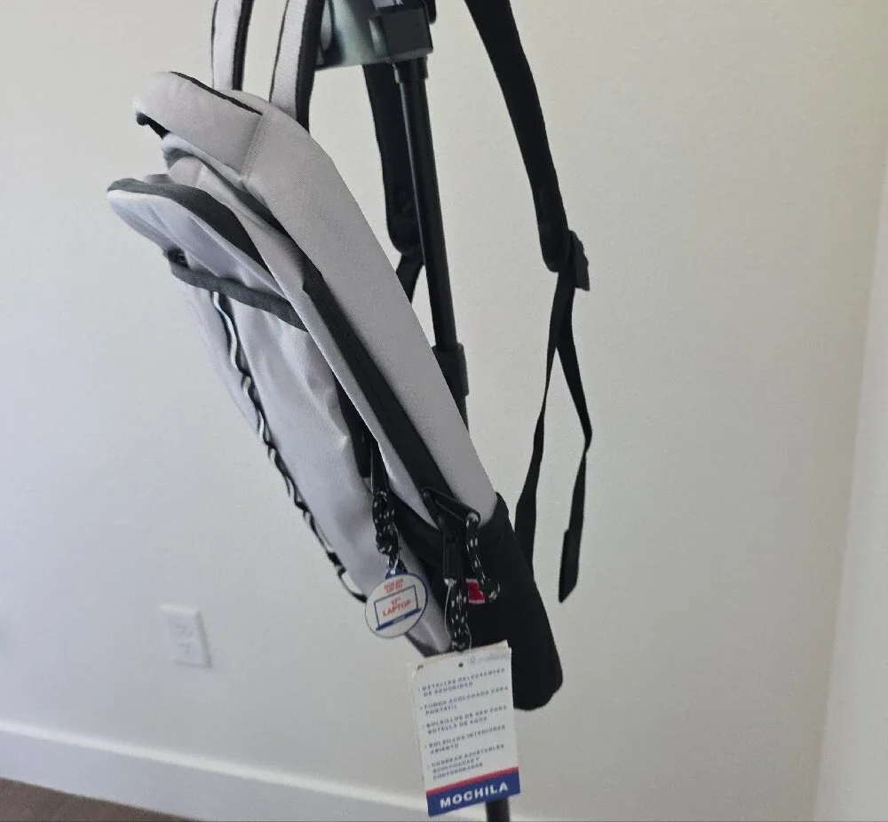 Champion Light Gray and Black Backpack with Red Logo